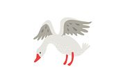 Cute White Goose Cartoon Character