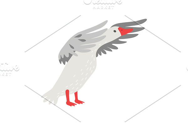Cute White Goose Cartoon Character