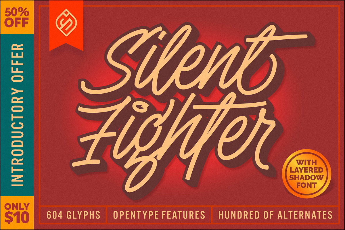 Silent Fighter - 3D Layered Font in Script Fonts - product preview 8