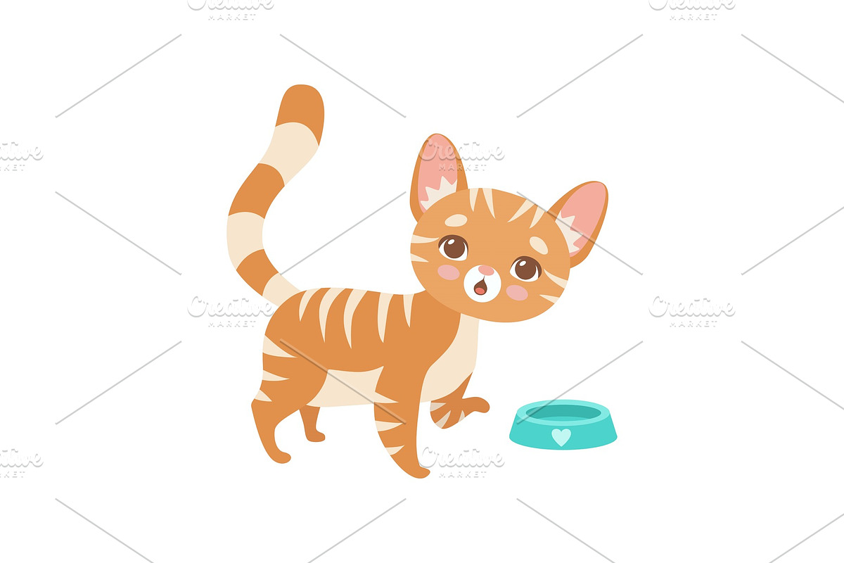 Striped Red Cat Eating, Cute Kitten in Illustrations - product preview 8