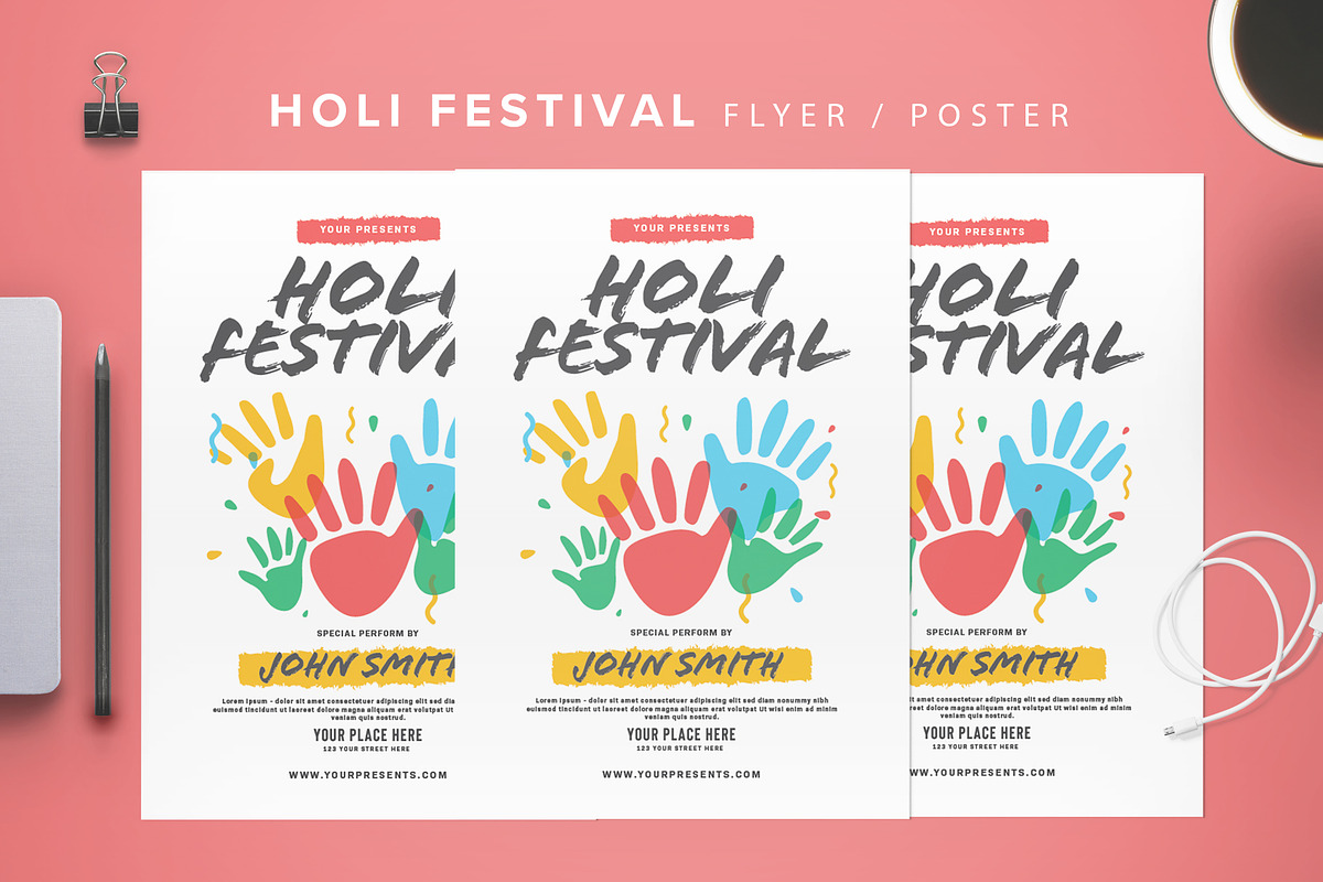Holi Festival Flyer in Flyer Templates - product preview 8