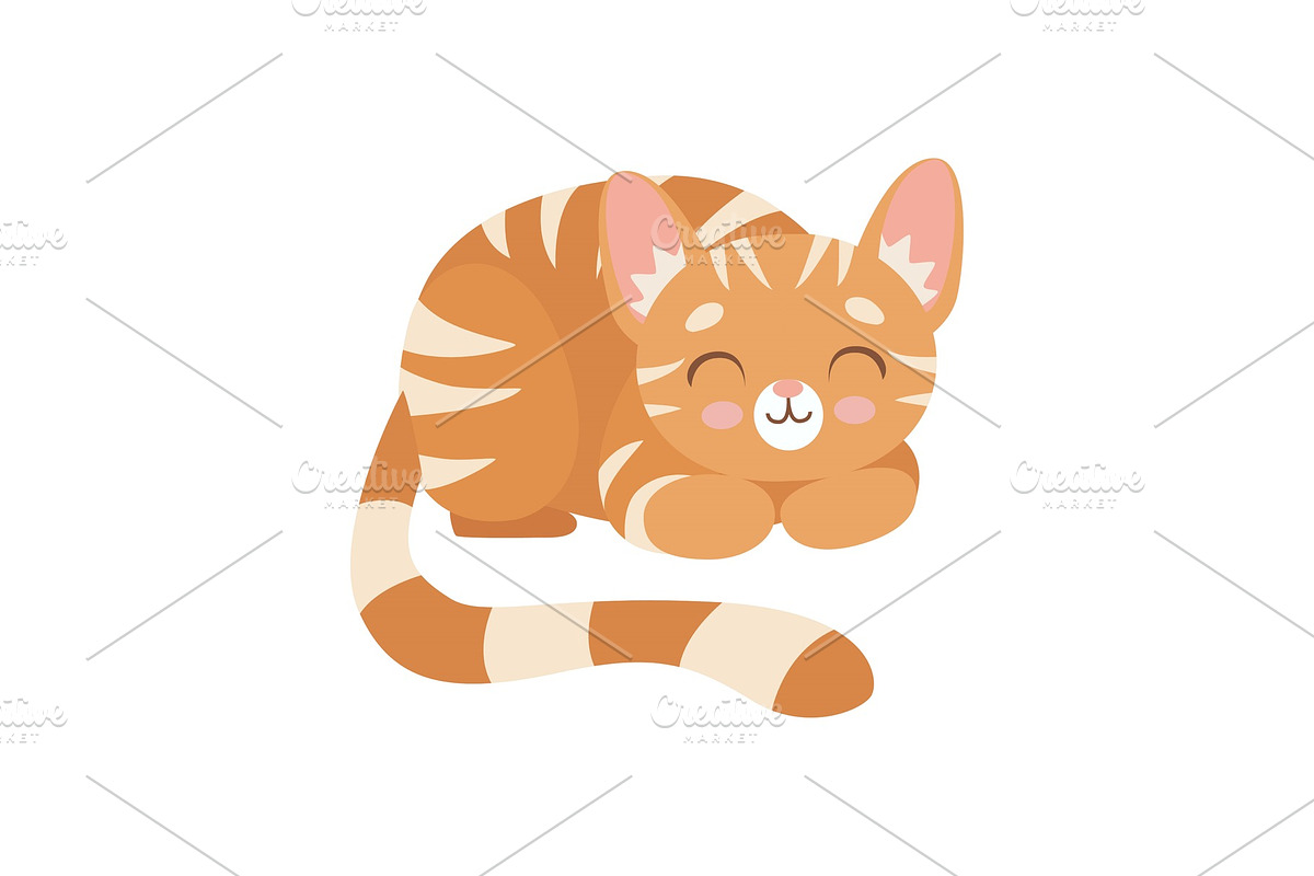 Striped Red Cat Sleeping, Cute in Illustrations - product preview 8