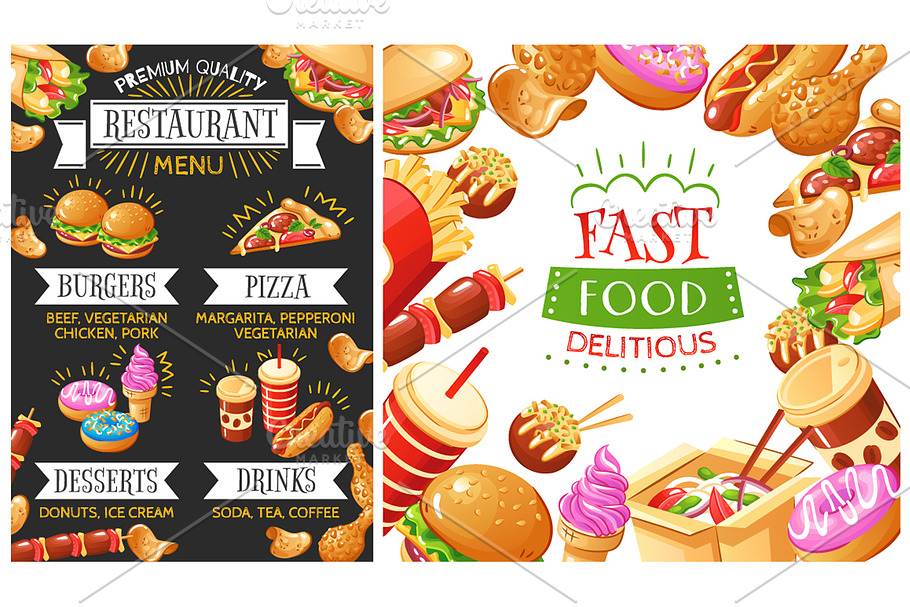 Delicious Fast Food Set in Illustrations - product preview 8