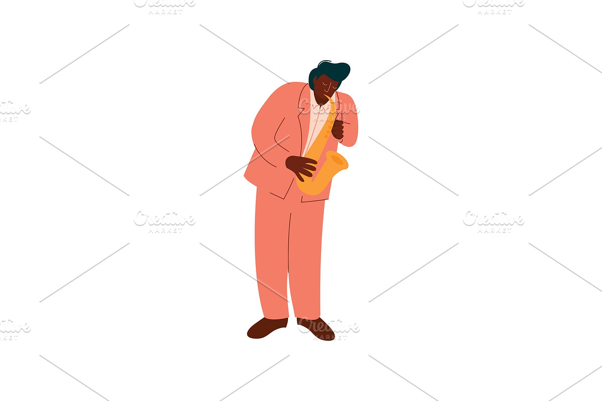 Male African American Musician in in Illustrations - product preview 8