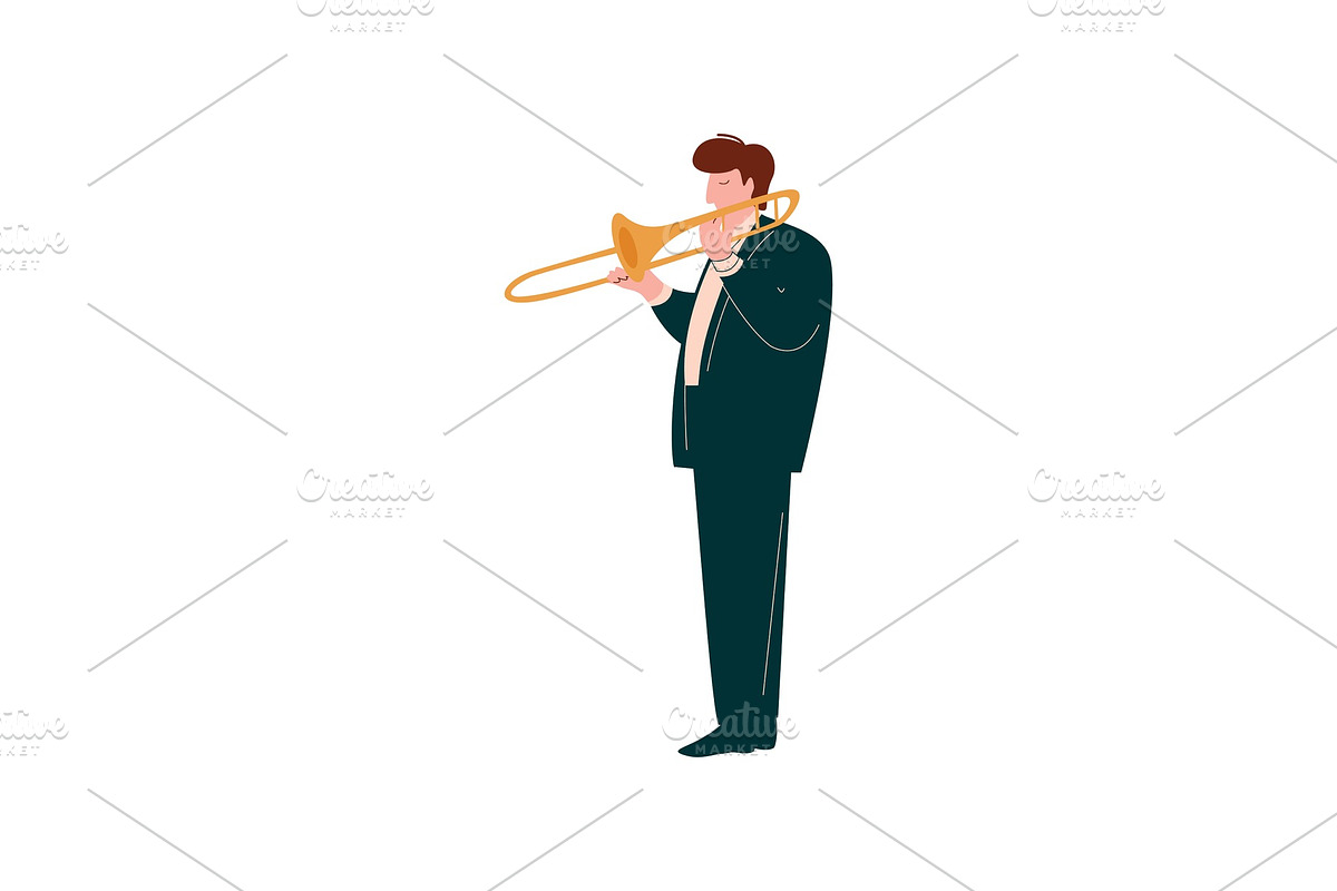 Young Woman Playing Trumpet, Female in Illustrations - product preview 8