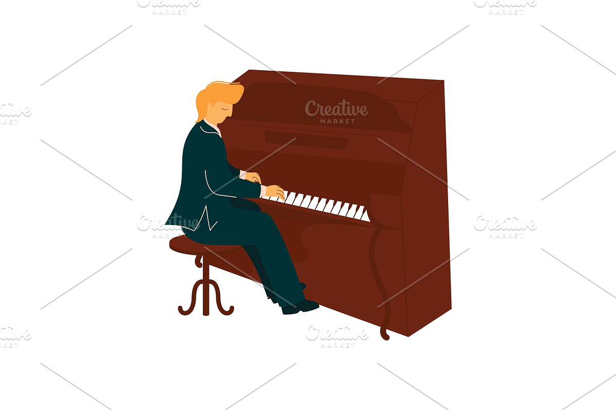 Male Musician Playing Piano in Illustrations - product preview 8
