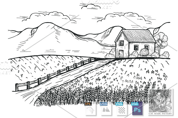 Marvelous countryside view in Illustrations - product preview 2