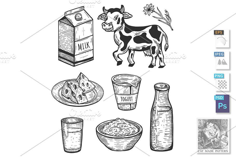 Set of healthy farm products in Illustrations - product preview 8