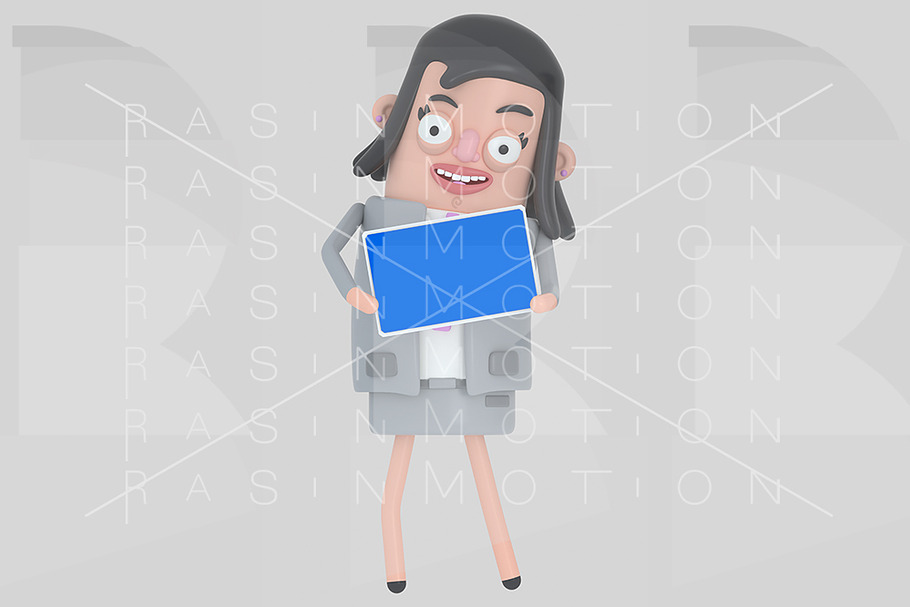 Business woman holding a Tablet  in Illustrations - product preview 8