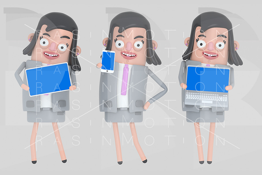 Business woman holding laptop, smart in Illustrations - product preview 8