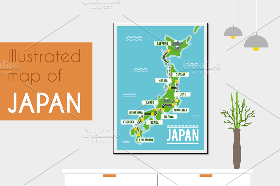 Illustrated map of Japan