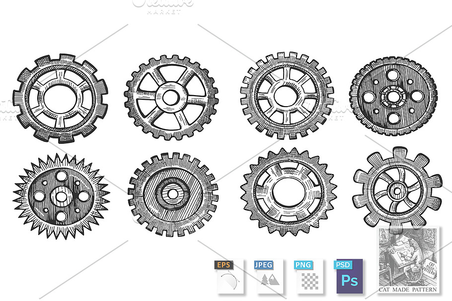 Collection of transmission cog wheel in Illustrations - product preview 8