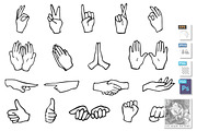 Hand motions icons set