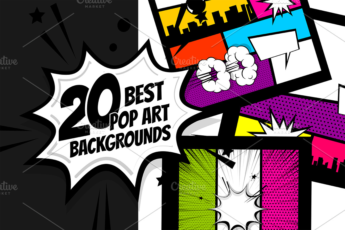 20 SET Comic Book Pop art background in Illustrations - product preview 8