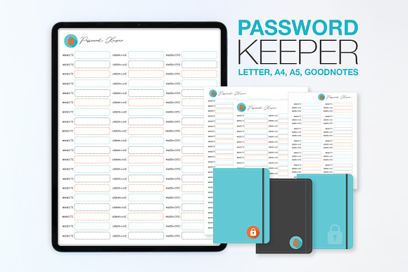 PASSWORD LOG DIGITAL + PRINT in Stationery Templates - product preview 2