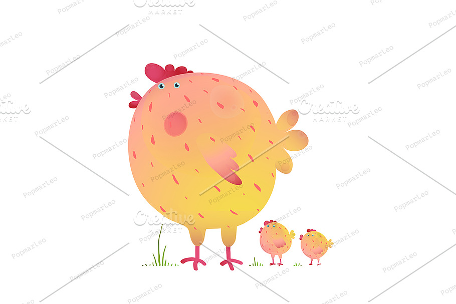 Fun Colorful Mother Chicken Bird
