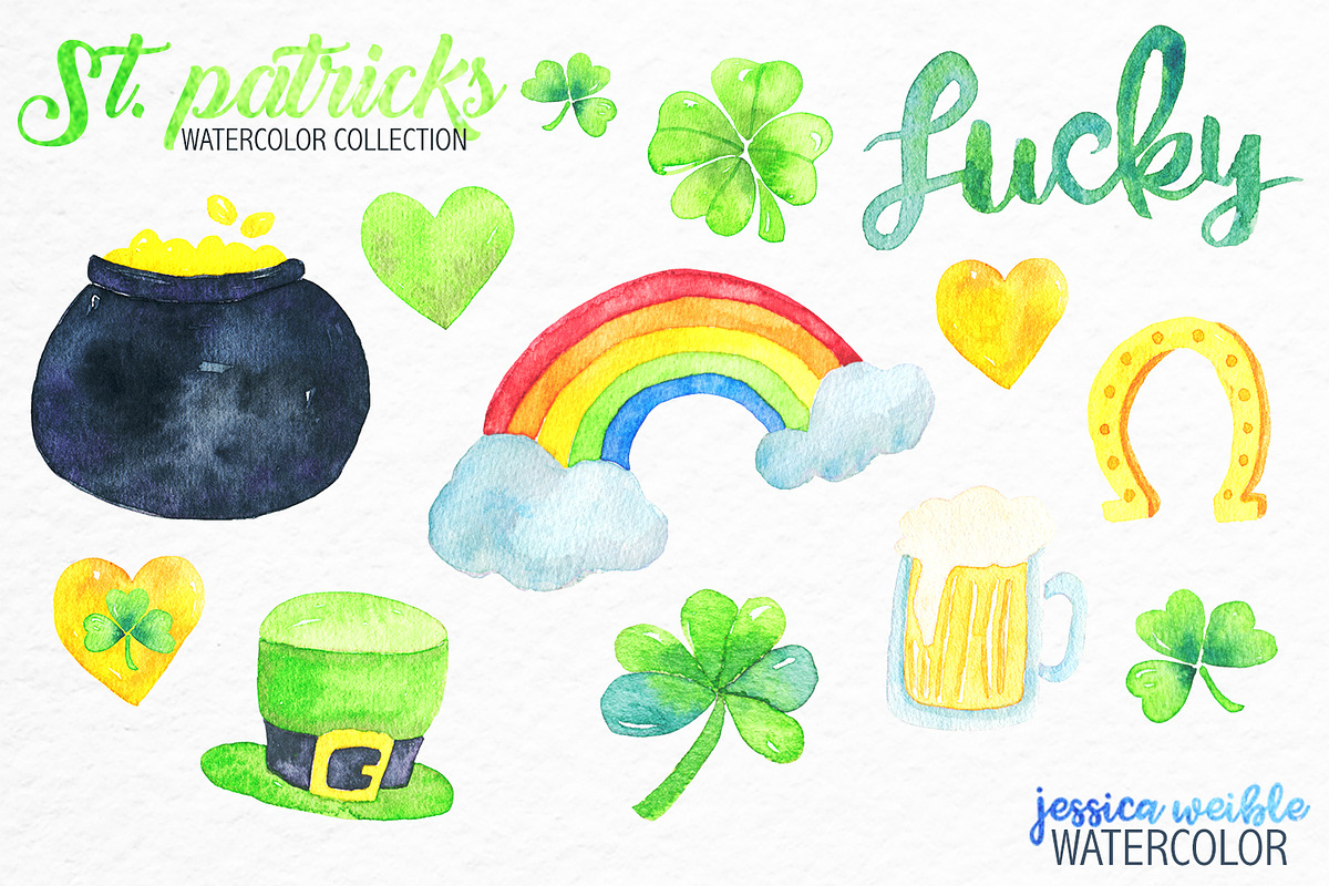 Watercolor St. Patrick's Day Clipart in Illustrations - product preview 8