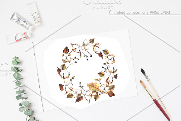 Watercolor set with winter plants  in Illustrations - product preview 2