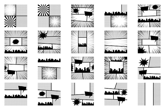 20 Black White Comic Book background in Illustrations - product preview 2