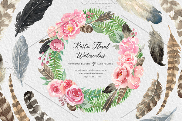 Rustic Watercolor Floral Design Kit