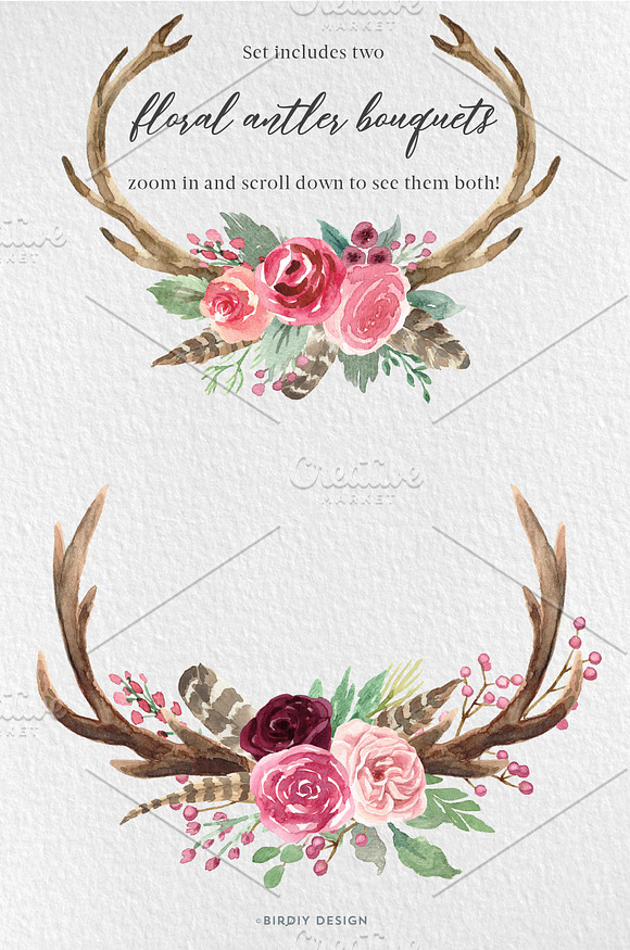 Rustic Watercolor Floral Design Kit in Illustrations - product preview 1