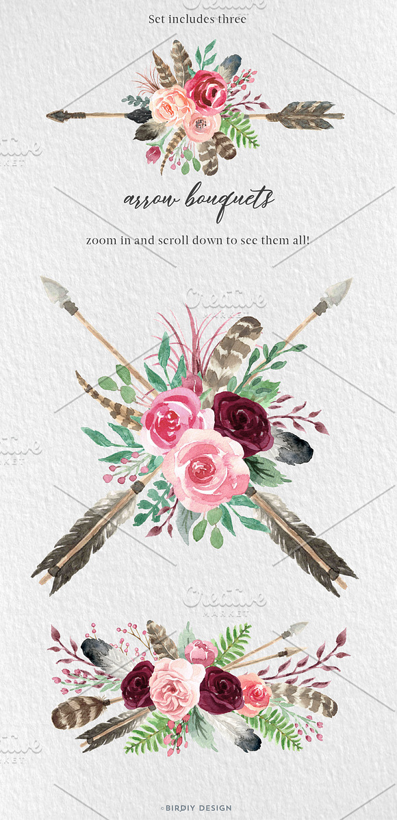 Rustic Watercolor Floral Design Kit in Illustrations - product preview 3