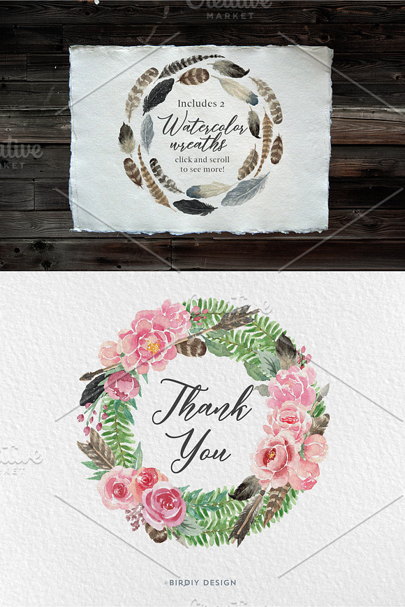 Rustic Watercolor Floral Design Kit in Illustrations - product preview 5