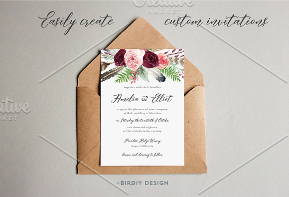 Rustic Watercolor Floral Design Kit in Illustrations - product preview 7