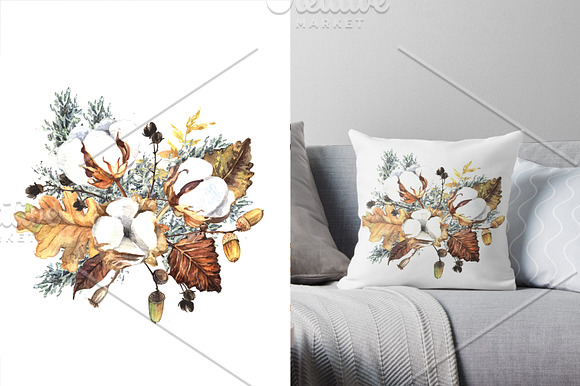 Watercolor set with winter plants  in Illustrations - product preview 3