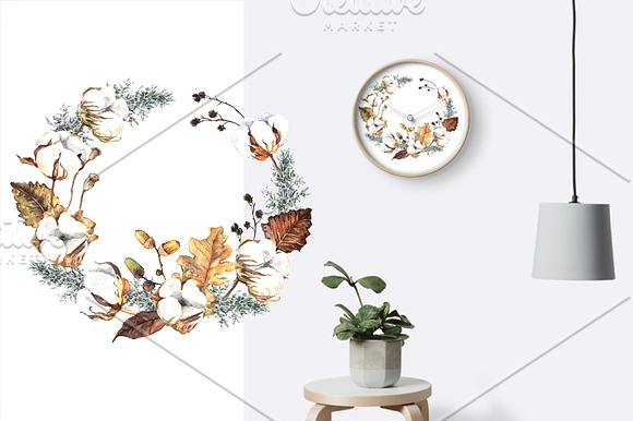 Watercolor set with winter plants  in Illustrations - product preview 4