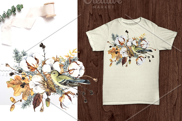 Watercolor set with winter plants  in Illustrations - product preview 5
