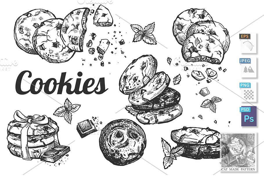 cookies with chocolate crumb in Illustrations - product preview 8