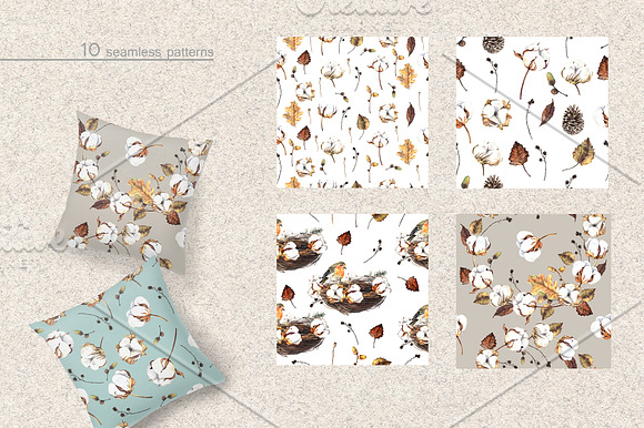 Watercolor set with winter plants  in Illustrations - product preview 6