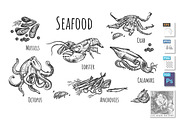 Healthy exotic seafood collection