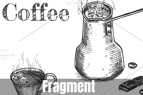 Turkish coffee making steps in Illustrations - product preview 1