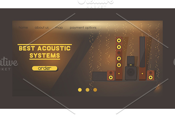 Sound system vector web landing page