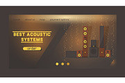 Sound system vector web landing page