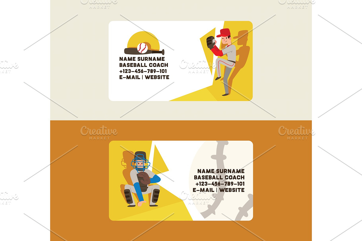 Baseball vector business card man in Illustrations - product preview 8