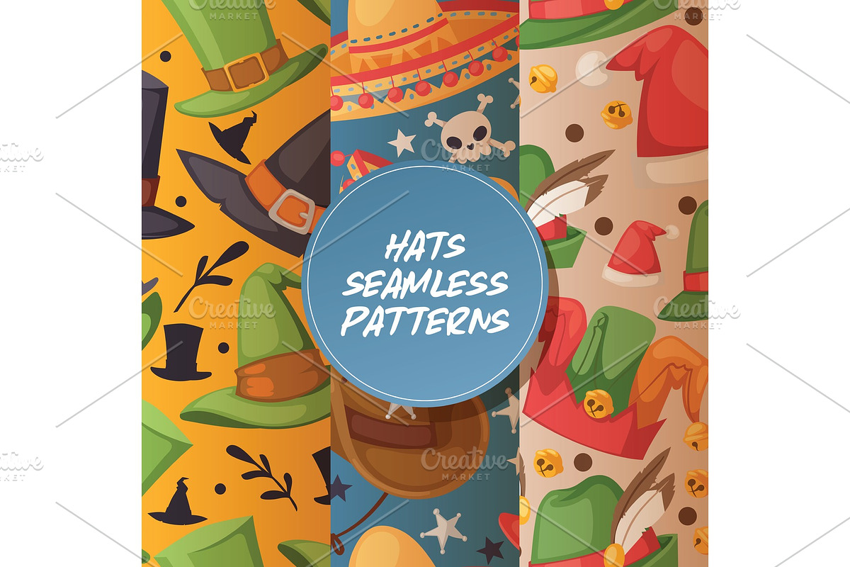 Cartoon hat seamless pattern vector in Illustrations - product preview 8