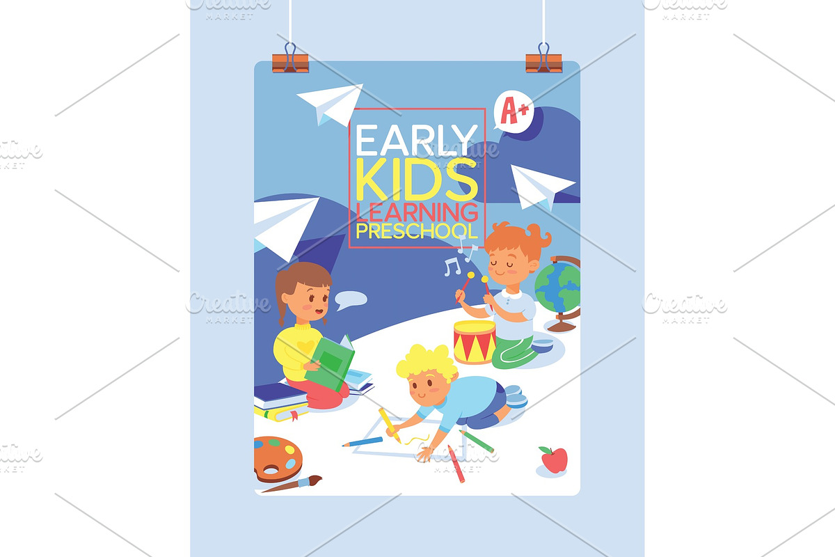 Kids vector cartoon girl boy in Illustrations - product preview 8