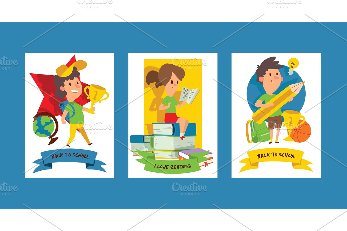 School supplies vector boy girl in Illustrations - product preview 8