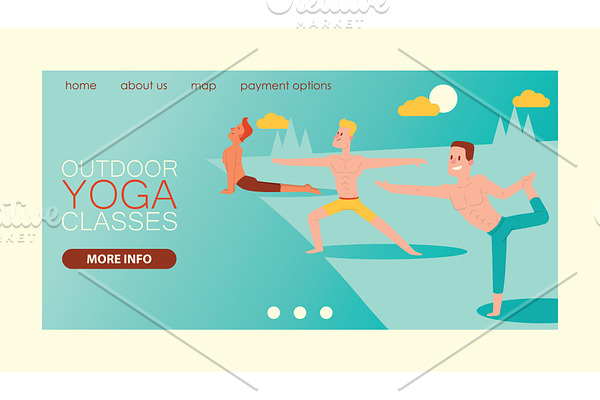 Yoga vector landing web page people