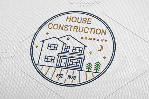 House Construction line badge in Logo Templates - product preview 2