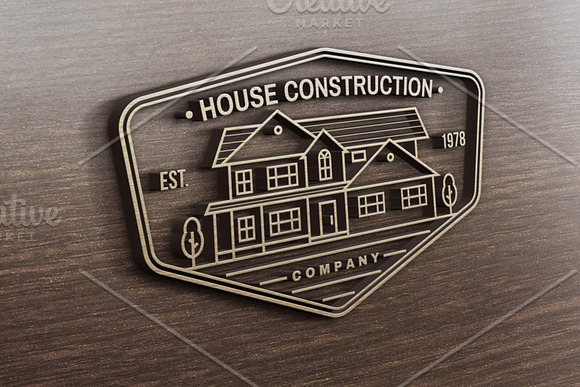 House Construction line badge in Logo Templates - product preview 3