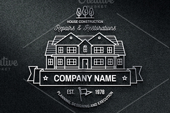 House Construction line badge in Logo Templates - product preview 5