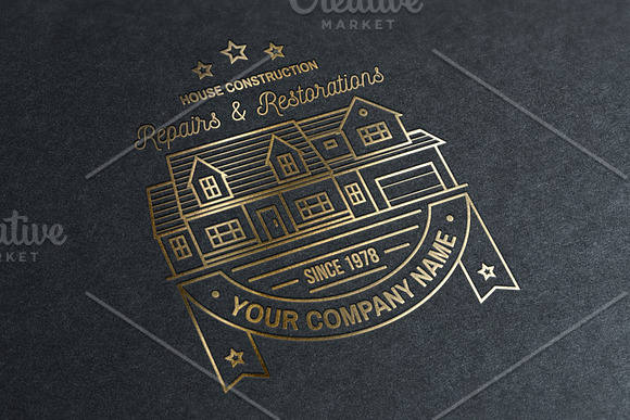 House Construction line badge in Logo Templates - product preview 6