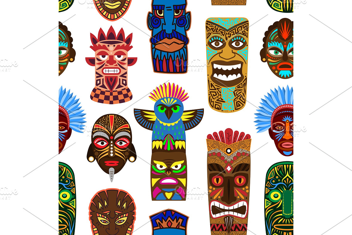 Tribal mask vector masking ethnic in Textures - product preview 8