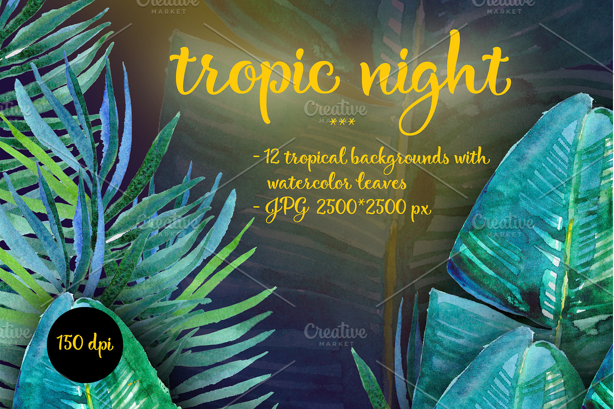 watercolor tropical background in Illustrations - product preview 8