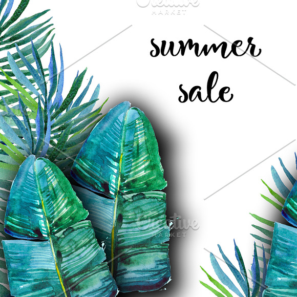 watercolor tropical background in Illustrations - product preview 2