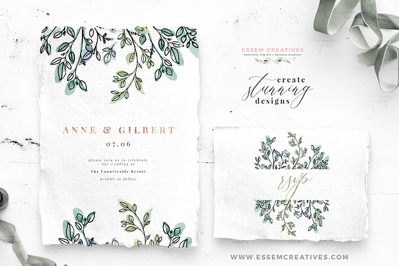 Serene Greenery Watercolor Clipart in Illustrations - product preview 1